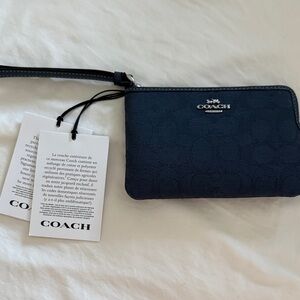 Coach Dark Blue Wristlet Brand New With Tags!